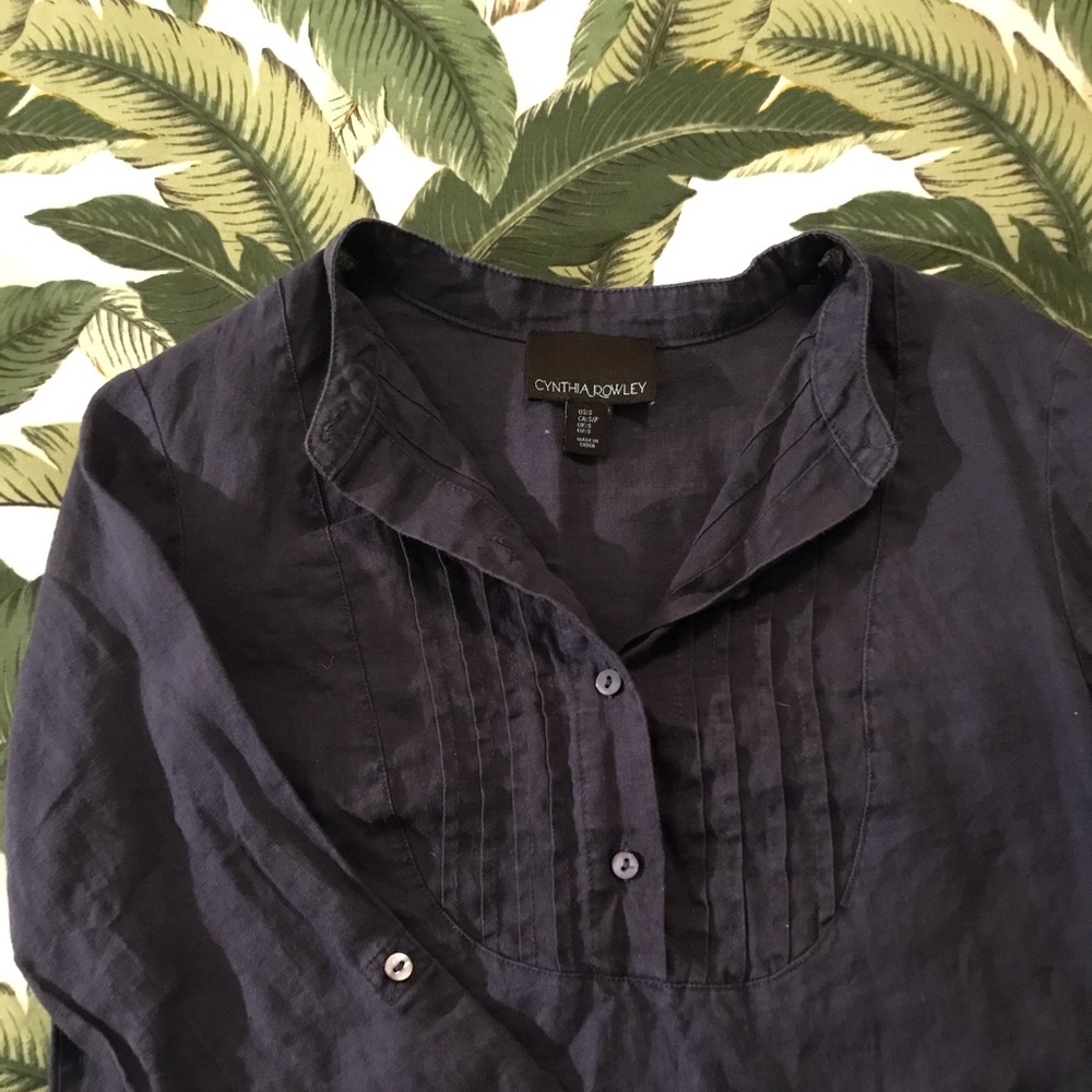 Cynthia Rowley Navy Linen Blouse